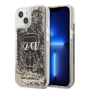 Coque pour iPhone 14 Plus Karl Lagerfeld à paillettes liquides  – Noir & Gold