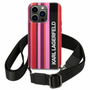 Coque pour iPhone 14 Plus Karl Lagerfeld Stripes Starp – Rose