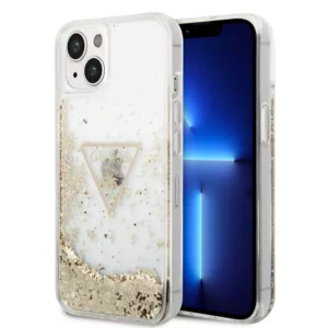 Coque pour iPhone 14 Plus Guess à paillettes liquides - Gold