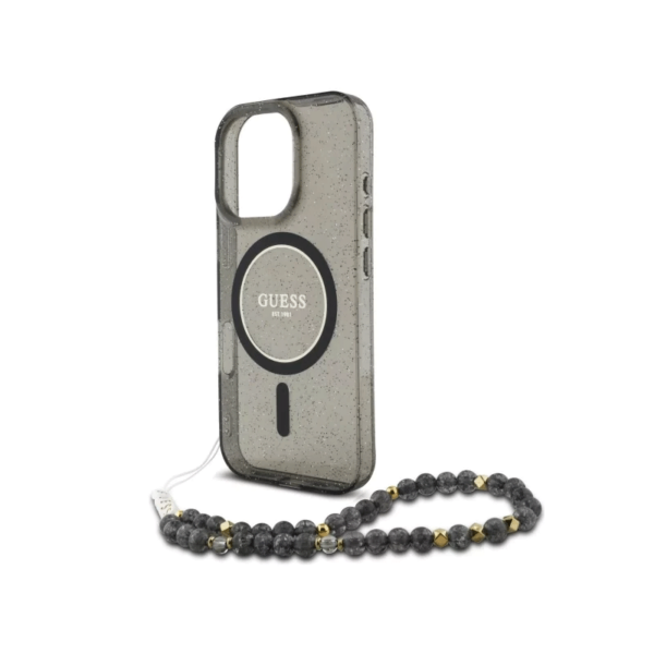 Coque MagSafe Guess Glitter avec bracelet en perles pour iPhone 16 Pro Max – Image 4
