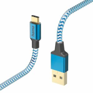 Câble de charge Hama « Reflective », USB-A - Lightning, 1,5 m, nylon, bleu