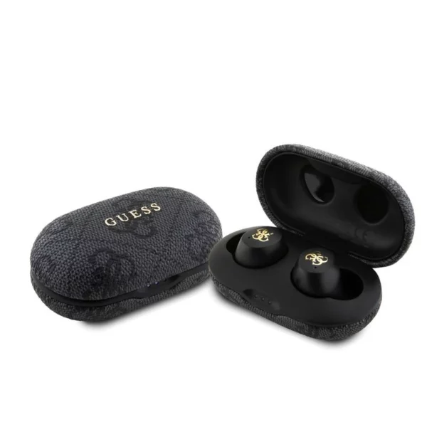 Écouteurs TWS Guess 4G avec logo métallique, Noir
