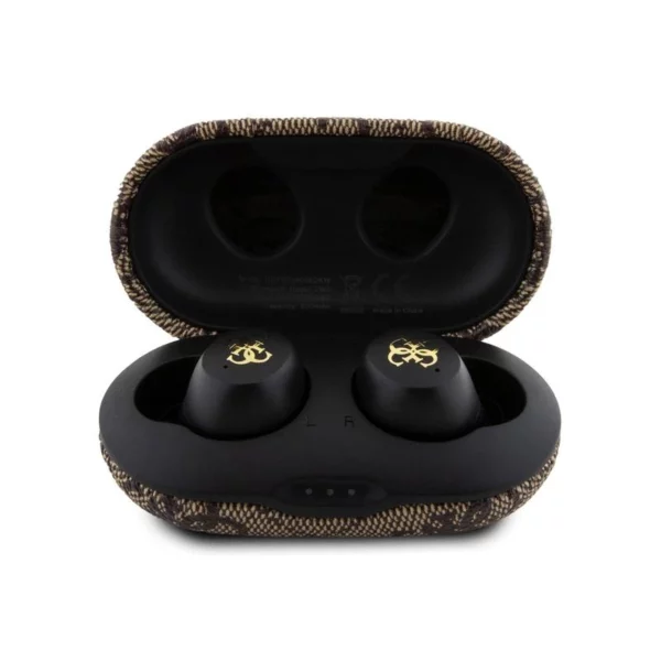 Écouteurs TWS Guess 4G avec logo métallique, Marron – Image 2