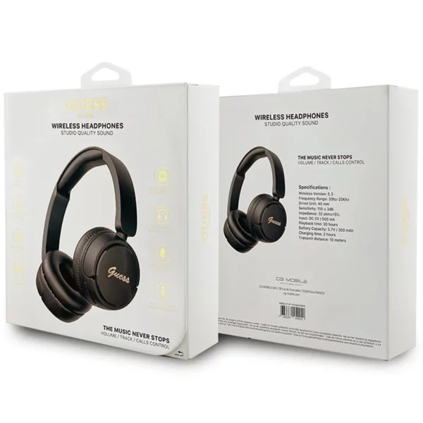 Casque BT Guess, Noir Metal Logo Script Logo Bluetooth 5.3 – Image 4