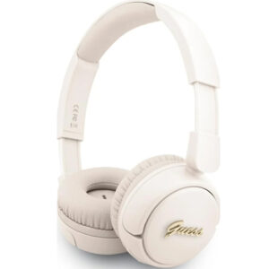 Casque BT Guess, Beige Metal Logo Script Logo Bluetooth 5.3