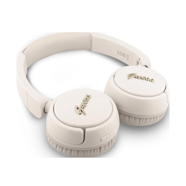 Casque BT Guess, Beige Metal Logo Script Logo Bluetooth 5.3 – Image 3