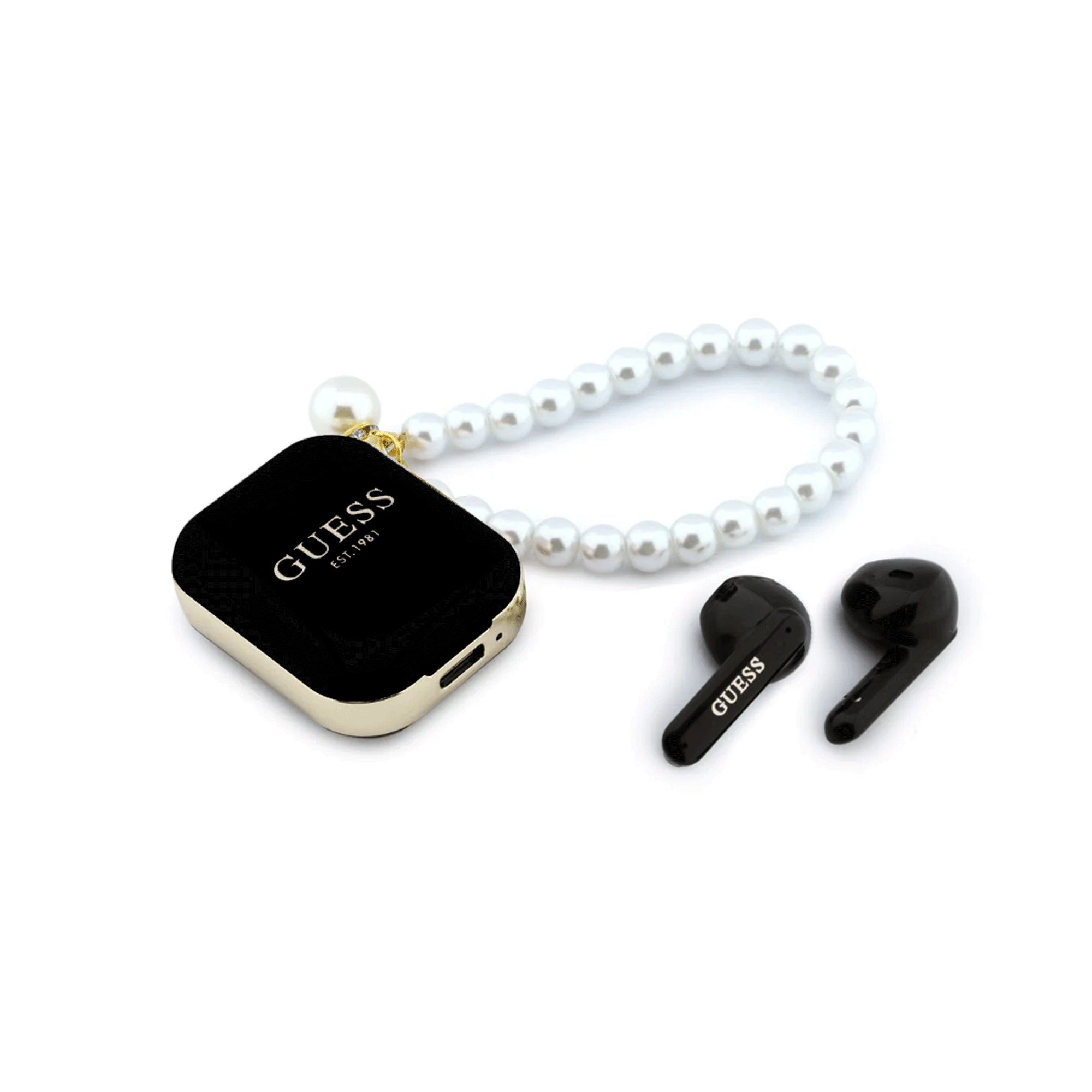 Airpods Guess - TWS - Bracelet perle - Noir